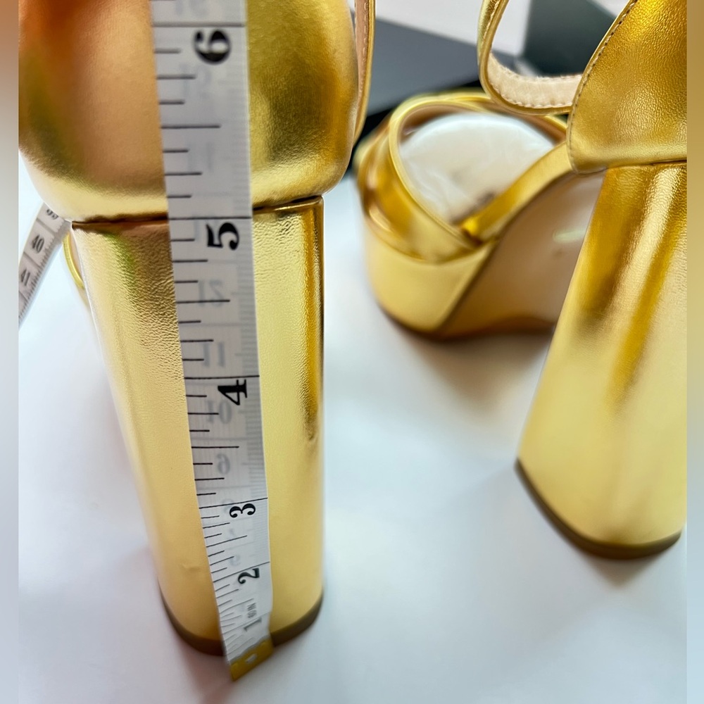 Gold Platform Ankle-Strap Heels - Womens - Picture 7 of 8